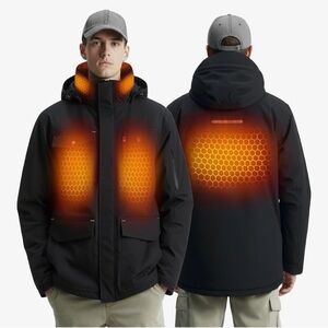 INOKRAFT Swapon Heated Hooded Jacket Black Water Resistant for Men Size M | NWT